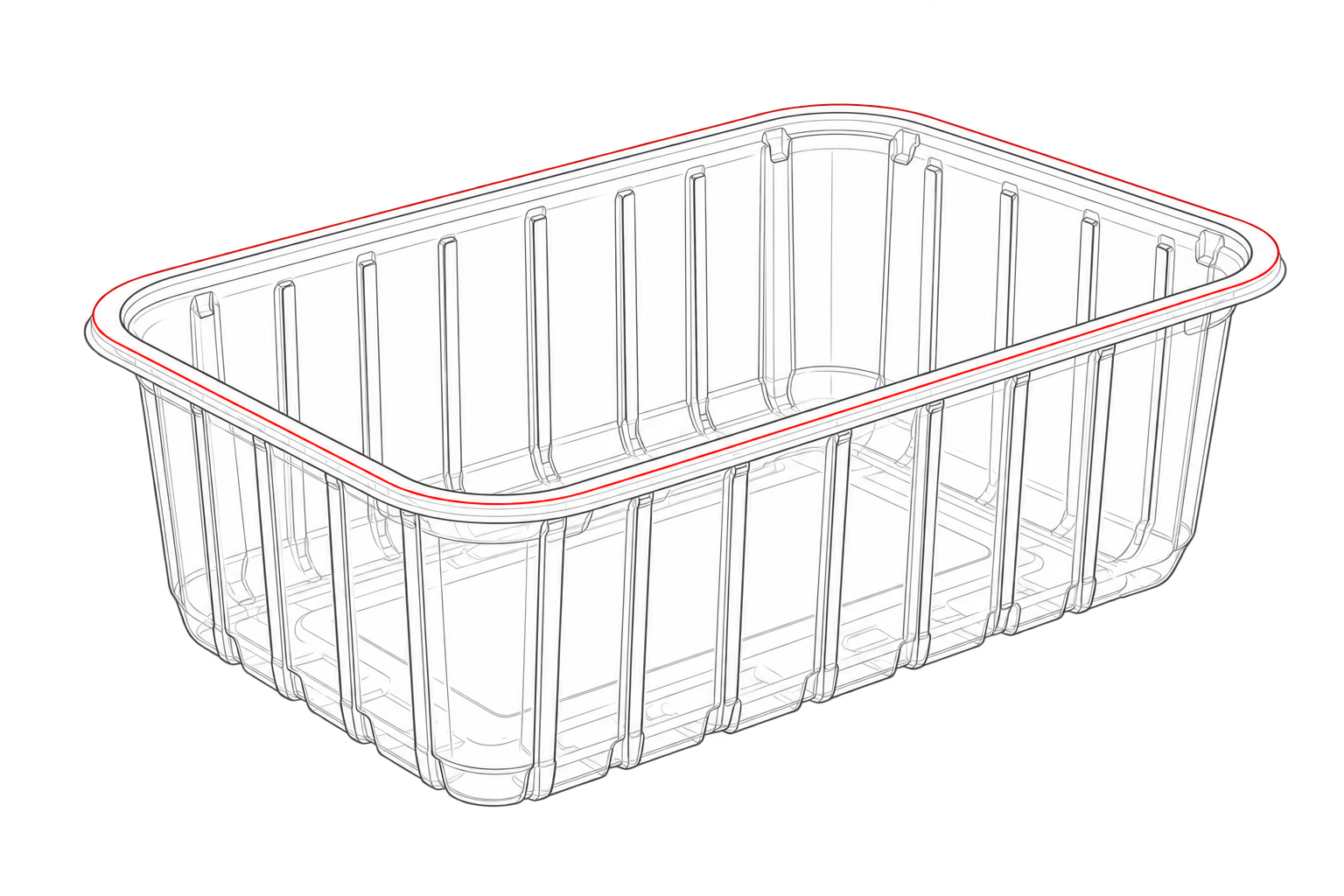 Clamshells technical line drawing