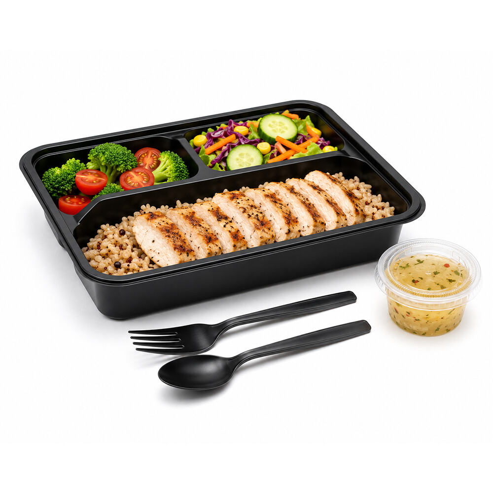 Divided meal prep food container reference with clear lid